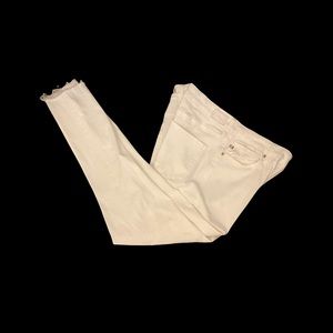 Dear John Skinny Sz 31 Mid-rise Stretch Denim White Jeans with raw hem